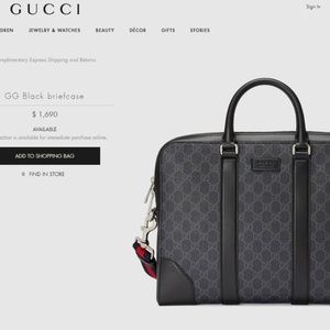 Gucci Black Briefcase GG Style ‎474135 K5RLN 1095
